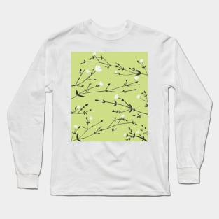 Branches Pattern in Olive Long Sleeve T-Shirt